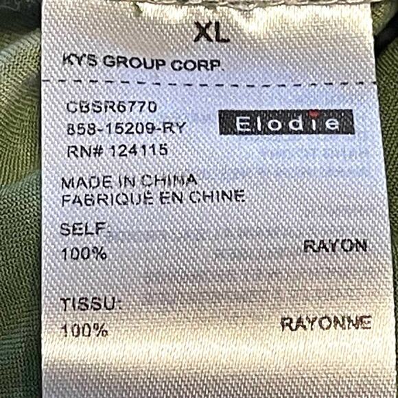 Elodie Tie Dye Rayon Green White High Rise Shorts Size XL - Picture 7 of 8